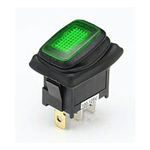 NTE 54-204W Rocker Switch Waterproof Illuminated SPST 16A ON-NONE-OFF Green 12V LED Lamp