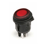 NTE 54-206W Rocker Switch Waterproof Illuminated Round DPST 16A ON-NONE-OFF Red 12V LED Lamp