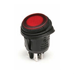 NTE 54-206W Rocker Switch Waterproof Illuminated Round DPST 16A ON-NONE-OFF Red 12V LED Lamp