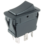 NTE 54-226W Rocker Switch, Waterproof Non-Illuminated Black DPDT On-None-On