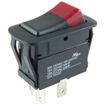 NTE 54-230W Rocker Switch, Waterproof Red Neon Illuminated SPST On-None-Off