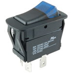 NTE 54-234W Rocker Switch, Waterproof Blue Neon Illuminated SPST On-None-Off