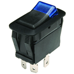 NTE 54-235W Rocker Switch, Waterproof Blue LED Illuminated SPST On-None-Off