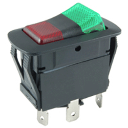 NTE 54-239W Rocker Switch, Waterproof Red/Green LED Illuminated SPDT On-None-On