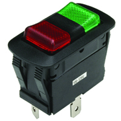 NTE 54-240W Rocker Switch, Waterproof Red/Green Neon Illuminated SPDT On-Off-On