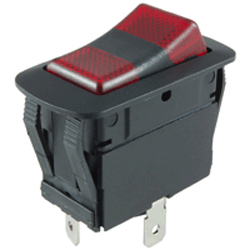 NTE 54-248W Rocker Switch, Waterproof Red/Red Neon Illuminated SPDT On-Off-On