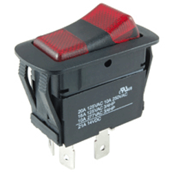 NTE 54-249W Rocker Switch, Waterproof Red/Red LED Illuminated SPDT On-Off-On