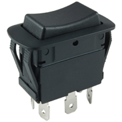 NTE 54-250W Rocker Switch, Waterproof Non-Illuminated Black DPDT (On)-Off-(On)