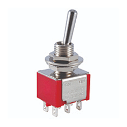 NTE 54-309E Toggle Switch - DPDT - 5A 120VAC - ON-NONE-(ON) - Epoxy Sealed Solder Terminals