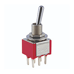 NTE 54-309PC Toggle Switch - DPDT - 5A 120VAC - ON-NONE-(ON) - Epoxy Sealed PC Mount Terminals