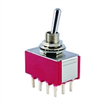 NTE 54-312PC Toggle Switch - 4PDT - 5A 120VAC - ON-NONE-ON - Epoxy Sealed PC Mount Terminals