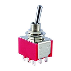 NTE 54-323E Toggle Switch - 3PDT - 5A 120VAC - ON-NONE-ON - Epoxy Sealed Solder Terminals