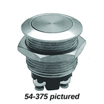 NTE 54-376 Pushbutton, Security, 19mm, SPST-NO, 2A, 48VDC, Curved Actuator - OFF (ON)