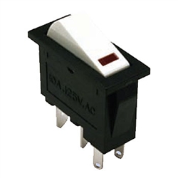 NTE 54-386 Rocker, Lighted, SPST, 10A, 125VAC Switch ON NONE OFF