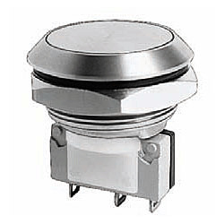 NTE 54-468 Pushbutton, Security, 22mm, SPST-NO/NC, 5A, 250VAC, Curved Switch ON (OFF)