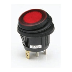 NTE 54-527W Rocker Switch Waterproof Illuminated Round Hole SPST 16A 125VAC ON-NONE-OFF Red 12VDC LED Lamp