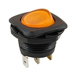 NTE 54-549 Rocker, Round Hole, Lighted, SPST, 16A, 125VAC, Amber Lens Switch ON NONE OFF