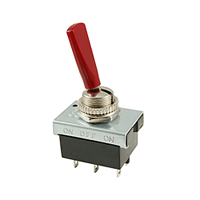 NTE 54-729 Toggle Switch, Paddle Handle, DPDT, 10A 125VAC, ON-OFF-ON, Red Handle