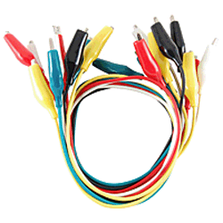 72-111 NTE Electronics Alligator Clip Lead Set, Multi-Color Insulated Contains 2 Black, Red, Yellow, Green & White - Bulk