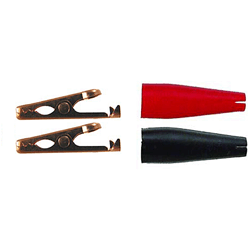 72-125-KIT3 NTE Electronics Miniature Solid Copper Alligator Clip Kit, 5 Amp, 1 Pair of 72-125 & 1 Red & 1 Black Insulator