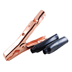 72-133-0 NTE Electronics Package Plier-Type Copper Plated Steel Clip, 200 Amp - 1 Clip with Black Insulators