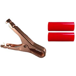 72-141-2 NTE Electronics Mini Plier-Type Solid Copper Clip, 75 Amp - Red Insulators