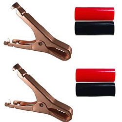 72-141-KIT NTE Electronics Mini Plier-Type Solid Copper Clip Kit, 75 Amp - Contains 1 Pair Clips & 2 Pcs. Black & 2 Pcs. Red Insulators