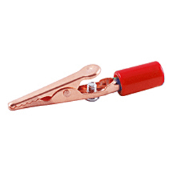 72-150-2 NTE Electronics Solid Copper Alligator Clip with Barrel, Screw & Red Insulated Handle