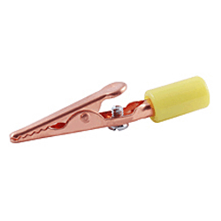 72-150-4 NTE Electronics Solid Copper Alligator Clip with Barrel, Screw & Yellow Insulated Handle