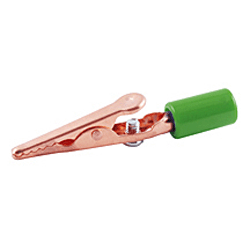 72-150-5 NTE Electronics Solid Copper Alligator Clip with Barrel, Screw & Green Insulated Handle