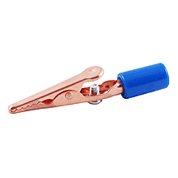 72-150-6 NTE Electronics Solid Copper Alligator Clip with Barrel, Screw & Blue Insulated Handle