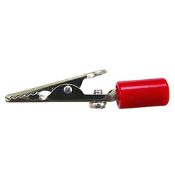 72-152-2 NTE Electronics Steel Alligator Clip with Barrel, Screw and Red Insulated Handle