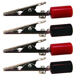 72-152-KIT NTE Electronics Steel Alligator Clip with Barrel Kit, Screw and 2 Black 2 Red Insulated Handle