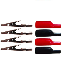 72-154-KIT NTE Electronics Steel Alligator Clip with Threaded Barrel Kit, 10 Amp - Contains 2 Pair Clips - 2 Black & 2 Red Insulators