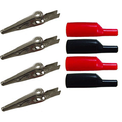 72-155-KIT NTE Electronics Steel Alligator Clip with U-Shaped Tail Kit- Contains 2 Pair Clips - 2 Black & 2 Red Insulators