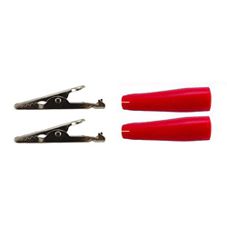 72-159-KIT2 NTE Electronics Steel Alligator Clip Kit, 5 Amp - Contains 1 Pair Clips & Red Insulators