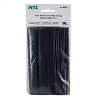 HS-ASST-1 NTE Electronics Heat Shrink Tubing Kit - Assorted Black Sizes - 24 pieces