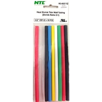 HS-ASST-12 NTE Electronics Heat Shrink Tubing Kit - Assorted Colors at 1/2" size - 10 pieces
