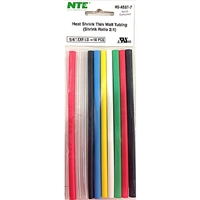 HS-ASST-7 NTE Electronics Heat Shrink Tubing Kit - Assorted Colors at 1/4" size - 10 pieces