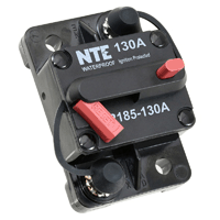 130 Amp Thermal Circuit Breaker Hi-Amp Single Pole Type-III manual reset with push-to-test button | NTE R185-130A
