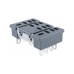 NTE Electronics RLY9157 Relay Socket, 14 Pin Blade, Panel Mount, Solder Terminals, Accepts .187" Blade Terminals, 4PDT Applications