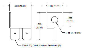 NTE Electronics RLY9201 Dual .250" Quick Connect Terminals for RLY400 & RLY600 Series Contactors