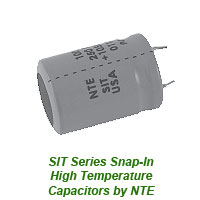 NTE SIT150M200 Electrolytic Capacitor, Snap-In Mount High Temperature 150mfd 200V