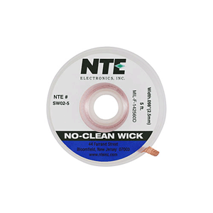 SW02-5 NTE Electronics Solder Wick No Clean #4 Blue 5ft .098 Inch Width