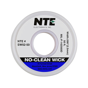 SW02-50 NTE Electronics Solder Wick No Clean #4 Blue 50ft .098 Inch Width