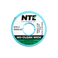 SW03-25 NTE Electronics Solder Wick No Clean Anit-stat Bobbin #3 Green 25 Ft .075 Inch Width