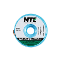 SW03-5 NTE Electronics Solder Wick No Clean Anti-stat Bobbin #3 Green 5 Ft .075 Inch Width