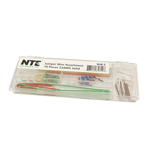 WJK-3 NTE Electronics Wire Jumpers Assortment Kit, 70 pcs, 22AWG, Solid Pre-cut stripped