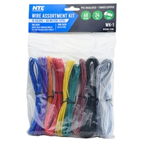 WK-1 NTE Wire Assortment Kit Solid 24AWG 10 colors 60 meters total PVC insulated tinned copper