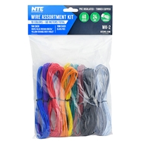 WK-2 NTE Wire Assortment Kit Stranded 24AWG 10 colors 60 meters total PVC insulated tinned copper